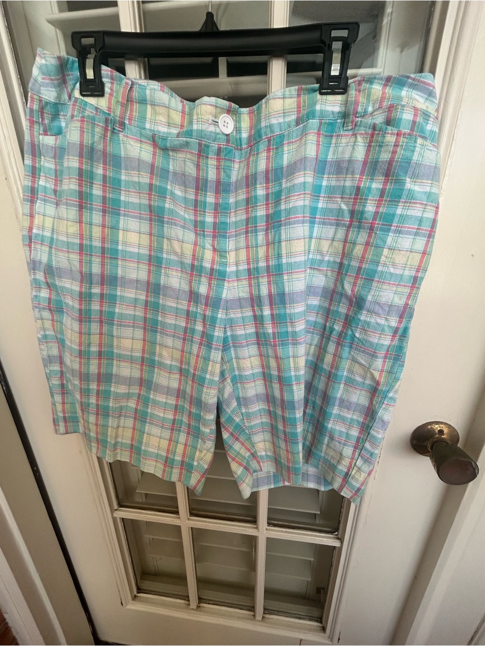 Talbots Pastel Plaid Cotton Shorts in Aqua, Pink, Yellow